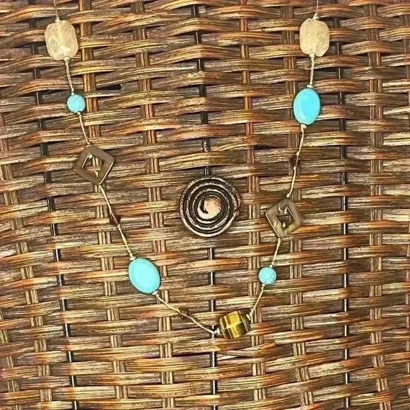 Premier designs promenade tigers eye  and faux turquoise necklace - Picture 3 of 6